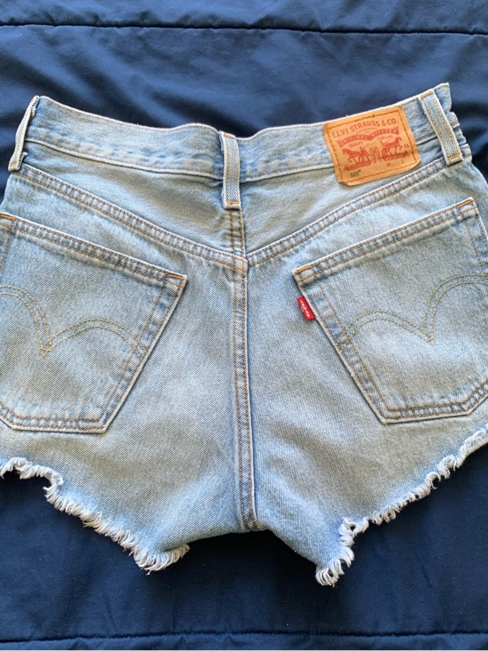 Levi's Light Blue Denim Cutoff Shorts with Frayed Hem
